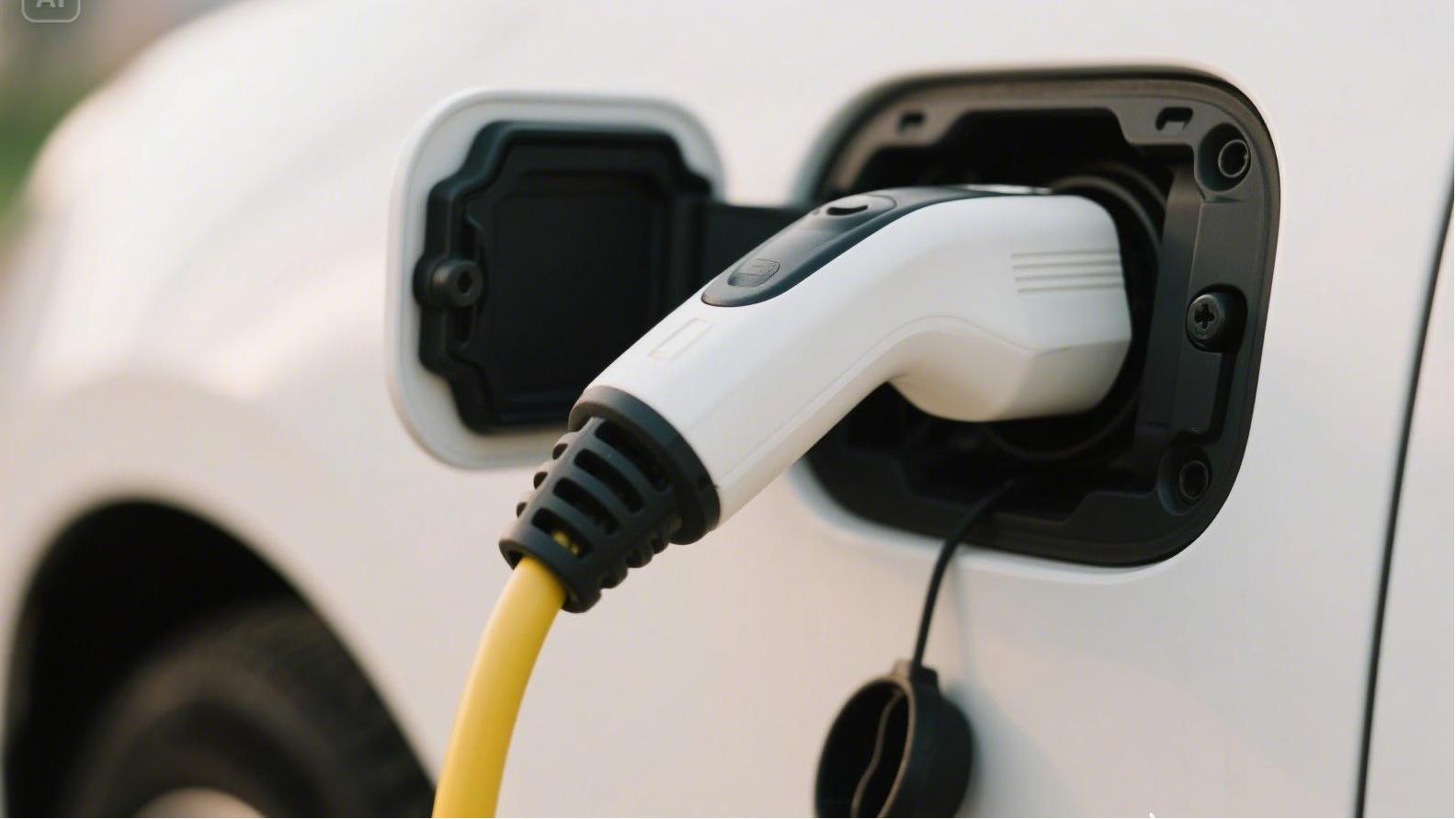 充電樁充電槍插在車上的特寫,寫實(shí)一些 充電樁充電槍插在車上的特寫,寫實(shí)一些